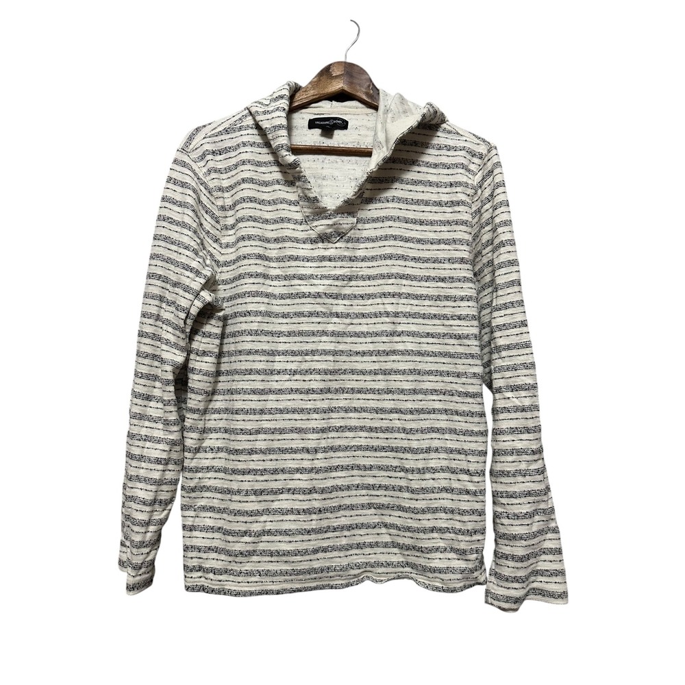 Treasure Bond Striped‎ Hoodie Cowl Neck Long Sleeve Casual Top Women's Medium